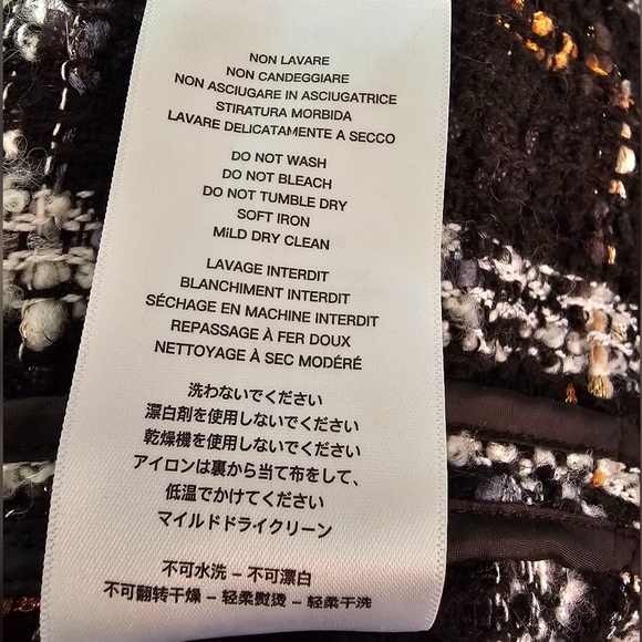 Charlie Luciano Tweed Over Shirt Black And White Plaid Button-Up With Front Sz M - Picture 8 of 10